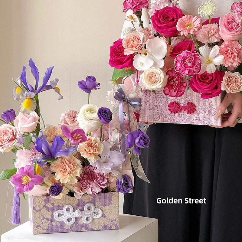创意时尚国风抱抱桶礼盒花束鲜花插花盒时尚网红创意礼物礼品批发