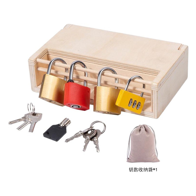 Montessori de los niños educación temprana de madera educativa caja de desbloqueo entrenamiento de concentración material didáctico juguetes vida divertida juegos entre padres e hijos