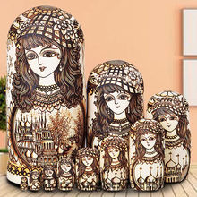 俄罗斯套娃7层创业惊喜俄罗斯手工制作10层烫金套娃送礼玩具