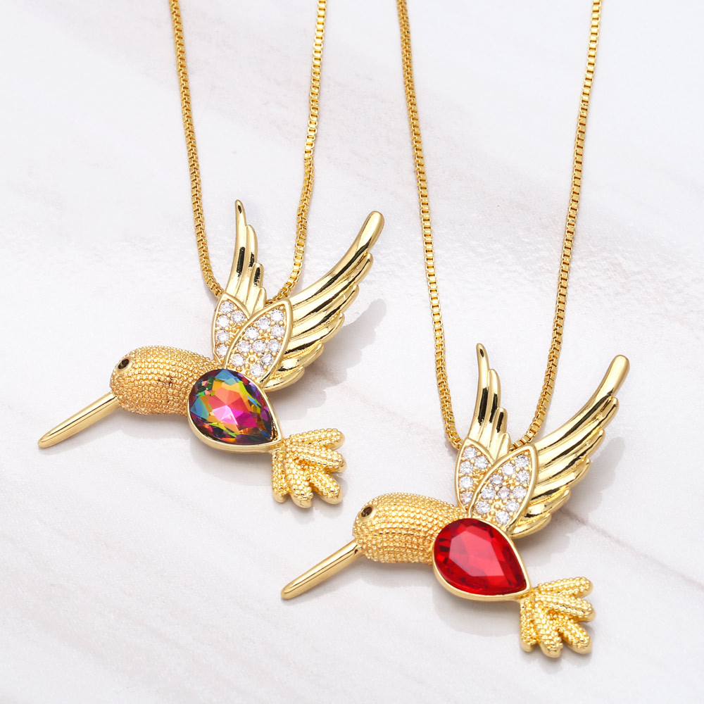 zircon simple creative niche luxury animal pendant bird copper necklace