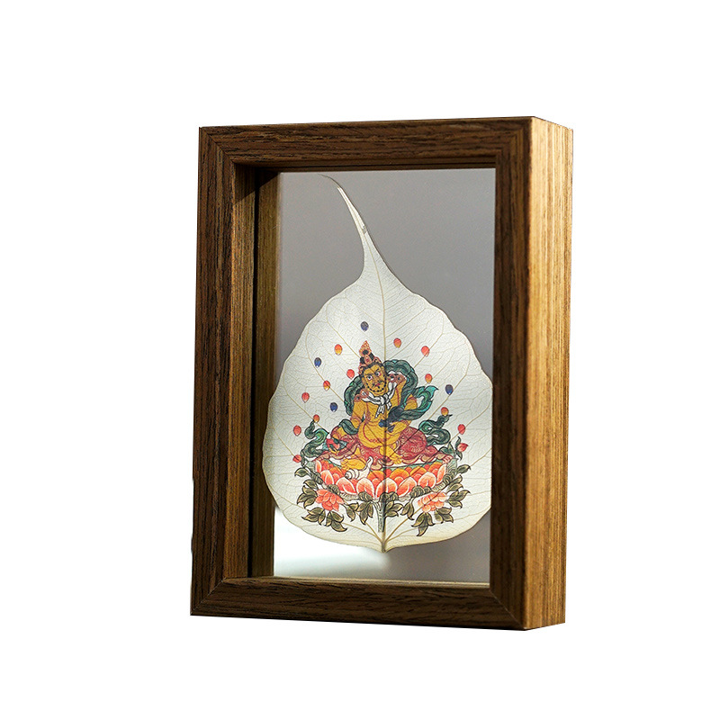 La Tabla pintada madera de la decoración de la hoja de Bodhi Zodiaco Dios amarillo del espécimen de la hoja de la riqueza puede ser cuadro fijo alta tabla transparente de la decoración de cristal