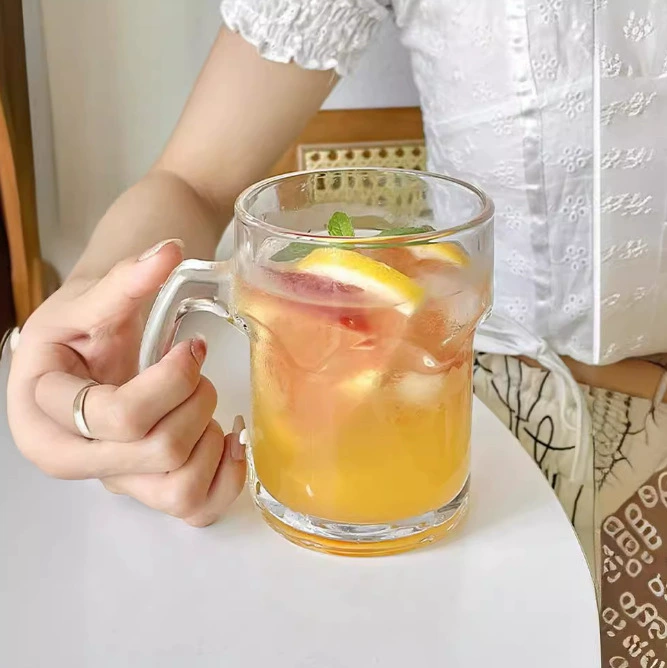 Стеклянная чашка для разливного пива, чашка для фруктового чая с ручкой, чашка для мохито, чашка для летнего сока, чашка для холодных напитков, чашка для питья