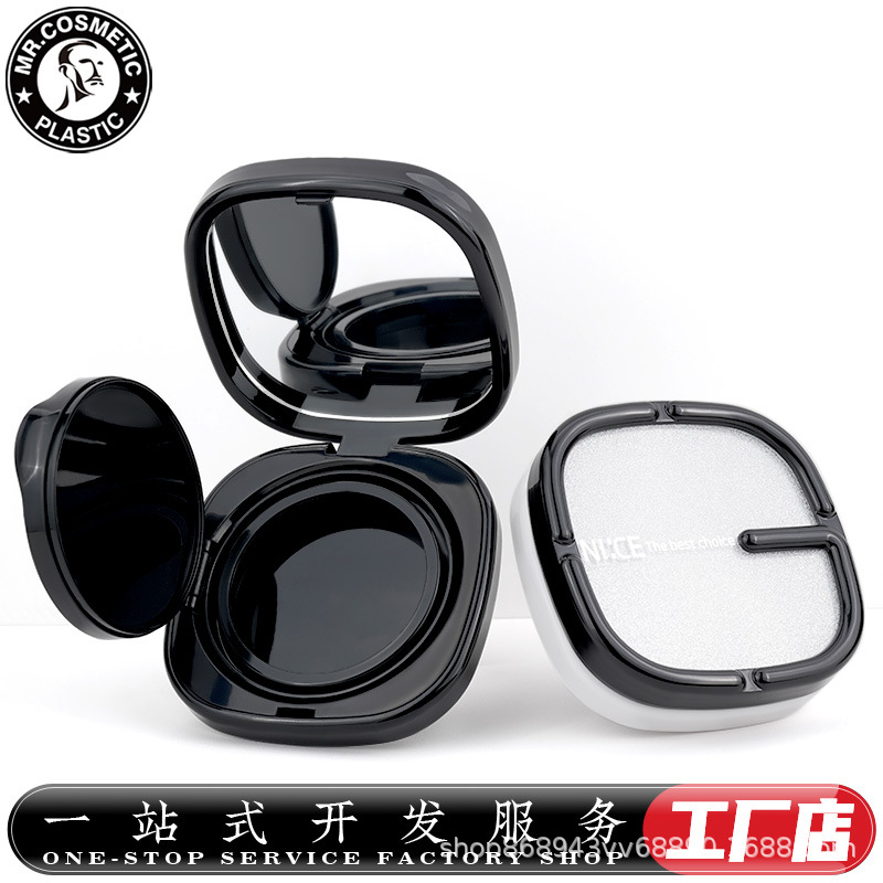 新款方形圆角粉饼盒包材15g质感粉盒带镜子 卡扣腮红盒子厂家批发