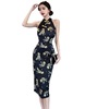 High end color blocking slim fit bag buttocks cut qipao skirt delicate and elegant dress