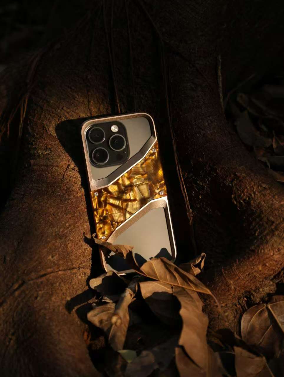 Ốp lưng iPhone 16 Pro Max hợp kim nhôm chống rơi, viền dày bảo vệ toàn diện — Hợp kim nhôm M12 + miếng cao su thân thiện với môi trường [vàng] chi tiết 3