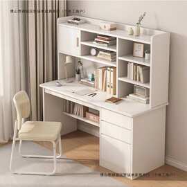 书桌简约学生家用电脑台式桌书桌书架组合一体桌卧室学习写字桌子