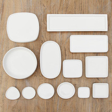 橢圓形花盆托盤長方形小號白瓷白色底盤多肉植物盆栽底托底座