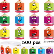 跨境热销500贴彩色异形铅笔涂鸦贴纸教师奖励办公文具diy装饰标签