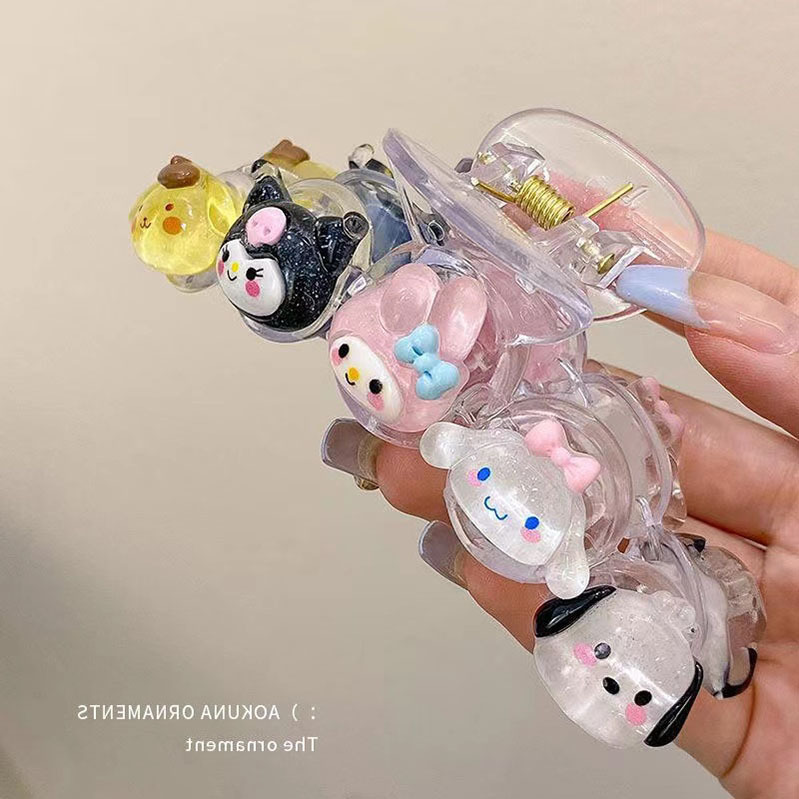 Fine Flash Sanrio Transparent Shark Clip Red Riding Book Same Small Grab Clip Cute Girl Heart Coulomi Hairpin Hair Accessories