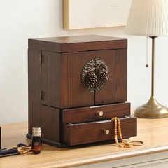 木製化粧品収納ボックス蓋付きレトロデスクトップ収納引き出し口紅アクセサリーボックス収納ボックス物置ラック