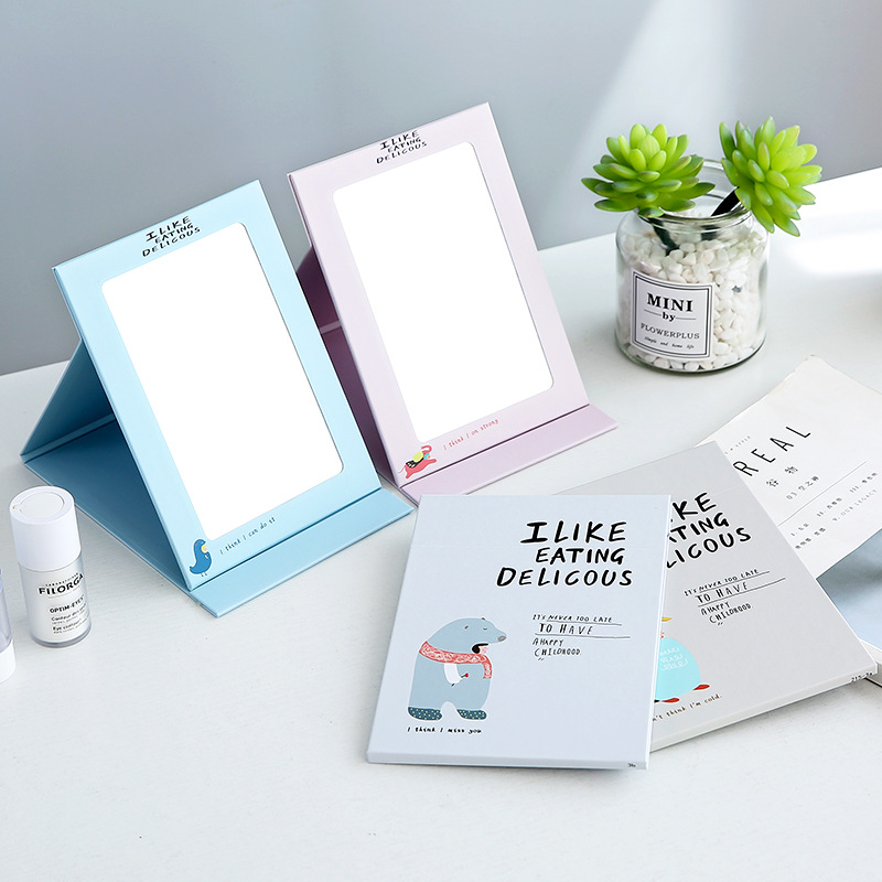 Folding cute handheld portable mirror for traveling