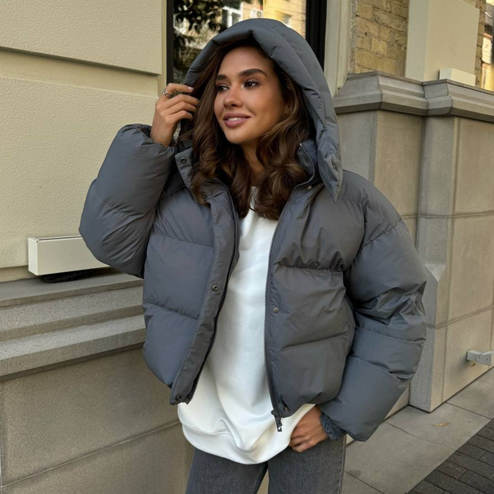 Capa de algodón transfronterizo para mujeres en invierno de 2025 Europa y América nueva chaqueta de algodón chaqueta de algodón suelta chaqueta corta con capuz image 8