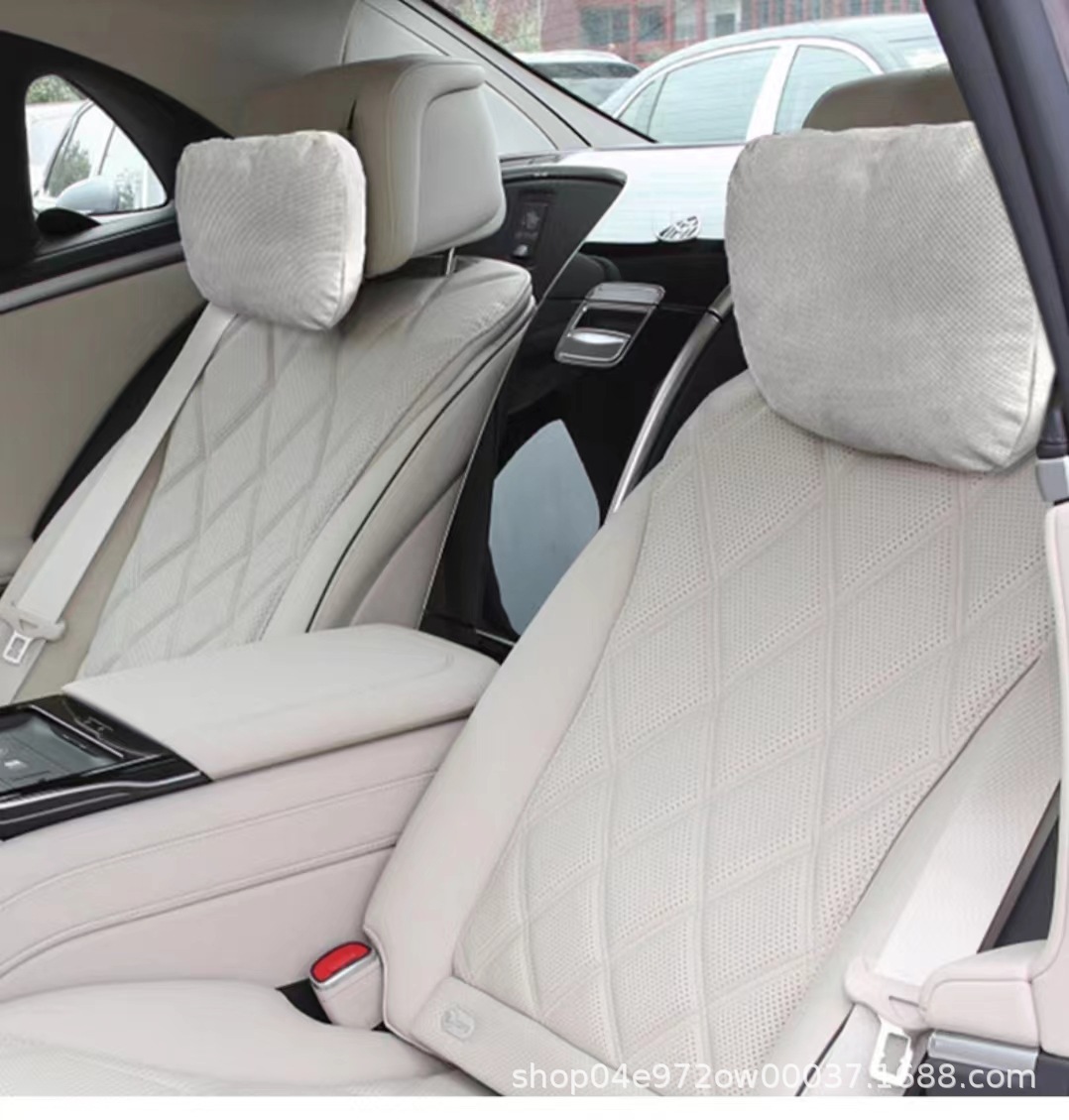 Car Headrest and Lumbar Support Perforated Suede Headrest Seat In-Car Neck Pillow Original Rear Seat Mercedes-Benz