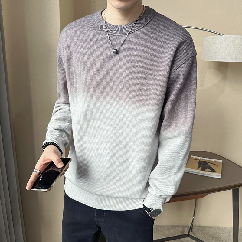 Autumn and Winter 2023 men's hanging dyed round neck drop-shoulder sleeve sweater sweater