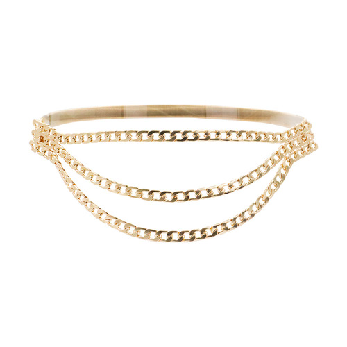 Cross-border fashion ladies elastic spring waist chain gold versatile three-layer chain with dress belt versatile