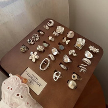 韩国925纯银素圈戒指女不掉色小众ins风设计高级感百搭开口调节