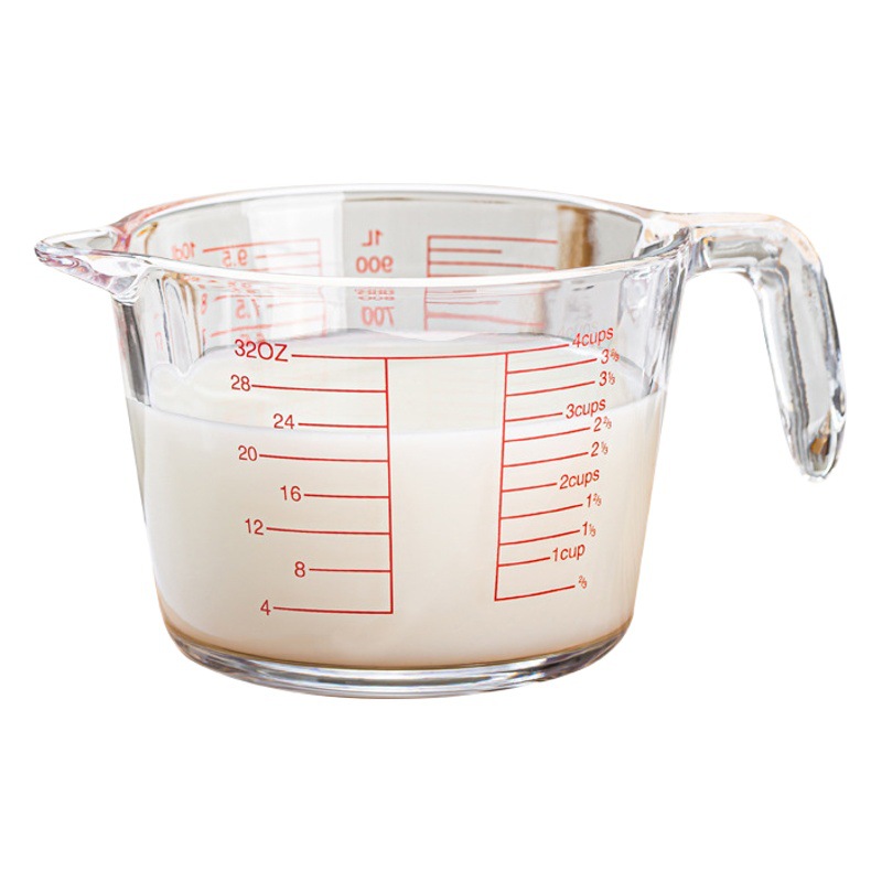 Measuring Cup with Handle Glass Scale Cup Household High Temperature Resistant Kitchen Milk Egg Bowl Baking Tools Large Capacity Cup