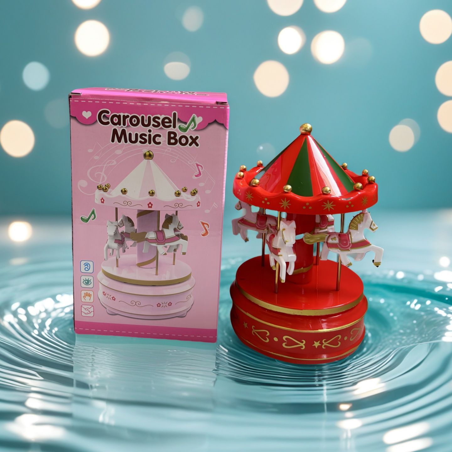 Caballo balancín de madera verde (sin luces)