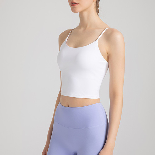 Better Lycra shock-proof yoga vest with chest pad fixed cup casual suspender fitness top sports bra bra