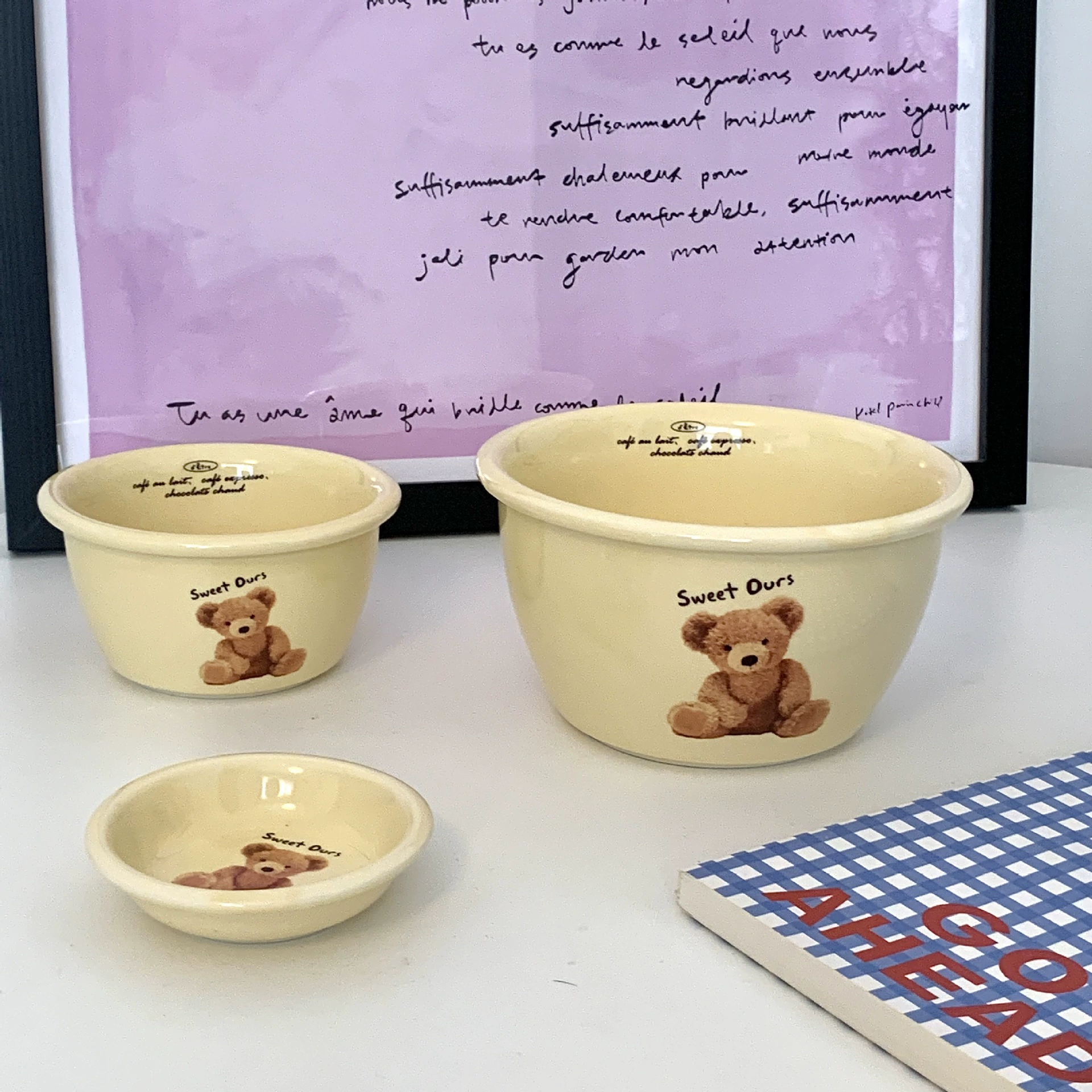 Японская керамическая брендовая ретро-cream посуда для домашнего использования, милый набор, с маленькими медведями