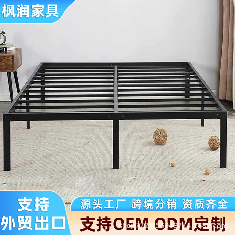 Factory Direct Sales Wrought Iron Steel Wood Bed Removable Iron Bed Hotel Double Bed Large H Soft Steel Bed Frame Mattress Base