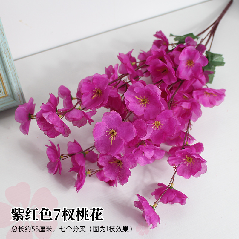 Flor de melocotón artificial rama falsa flor de ciruelo flor de cerezo rama sala de estar decoración Flor de seda boda flor falsa Flor de plástico ingeniería especial flor seca