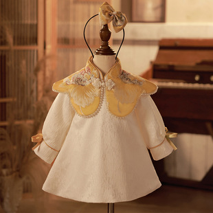 Girls' One-Year-Old Banquet Dress Baby Girl's Baby's Crown Dress Baby's Grab Zhou Guofeng Little Princess Tang Dress Children's Cheongsam Dress Foreign Style