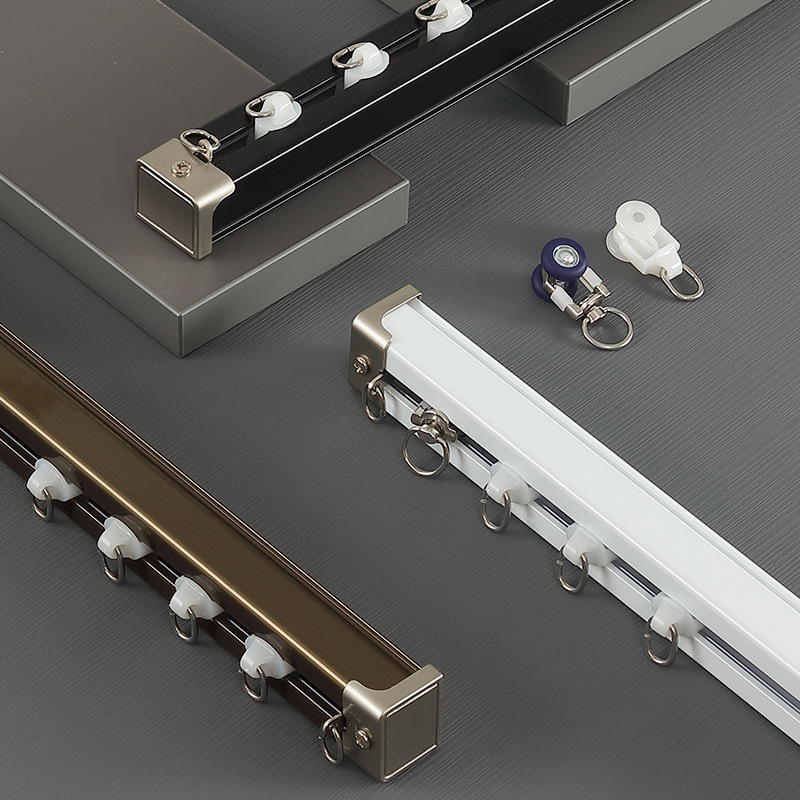 Aluminum alloy thick curtain track wholesale curtain rod Roman rod accessories silent dual slide rail slide track engineering track