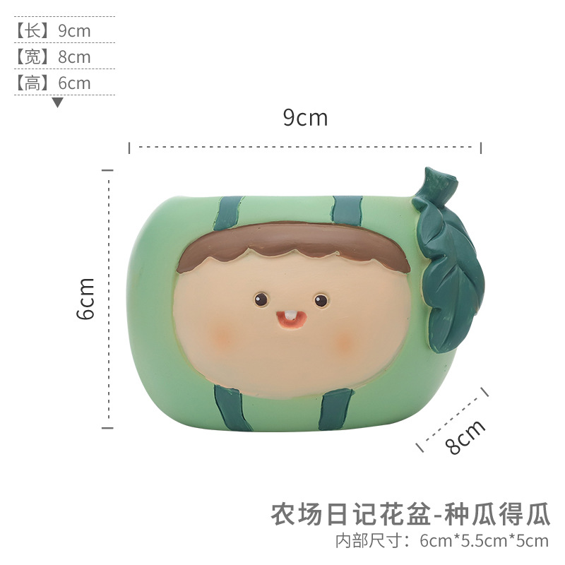 Chậu cây mọng nước mini resin hoạt hình, chậu để bàn trang trí nhà, văn phòng và sân vườn (RG-127)