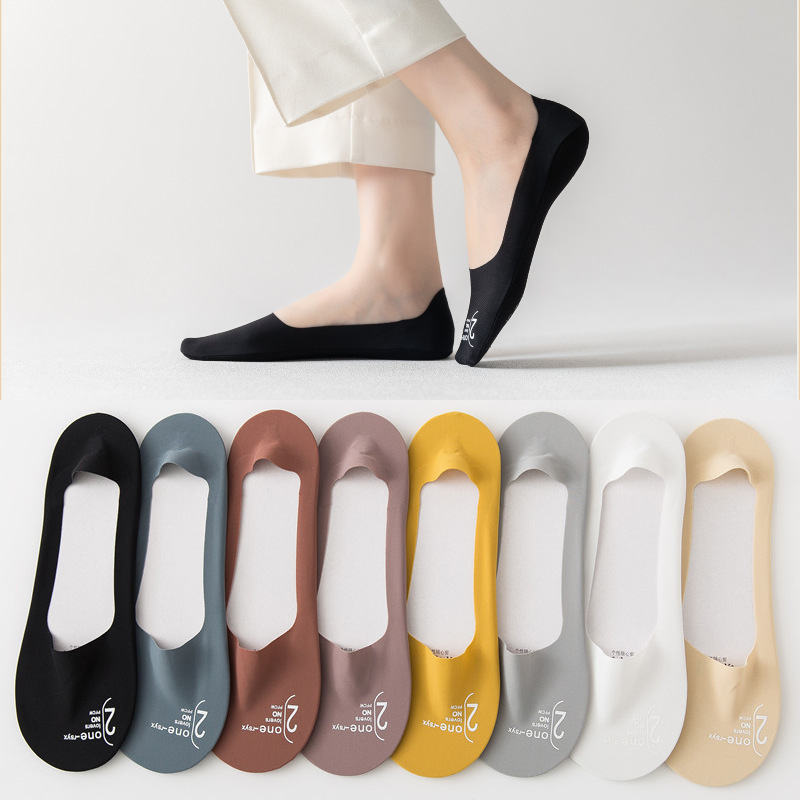 Summer Ice Silk boat socks do not fall with shallow mouth silicone non-slip cotton bottom invisible socks thin arbitrary cut women's socks wholesale