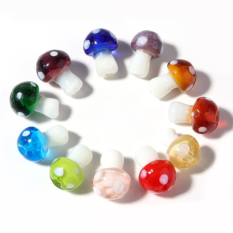 Amazon Color Glass Cartoon Mushroom Beads Straight Hole Glass Beads DIY Creative Earrings Pendant Jewelry Accessories Amazon Color Glass Cartoon Mushroom Beads Straight Hole Glass Beads DIY Creative Earrings Pendant Jewelry Accessories