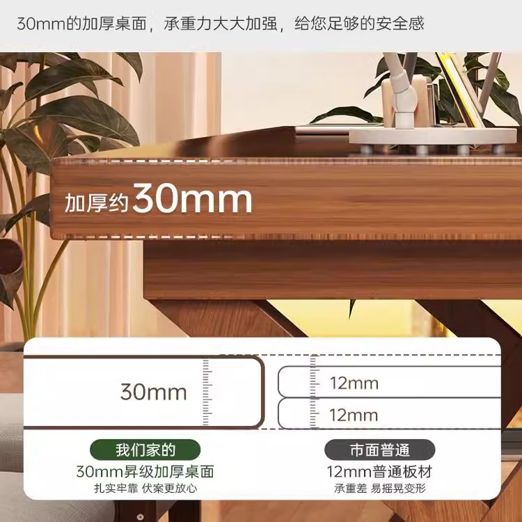 Mesa de tablero grande de madera maciza para uso doméstico en la sala de estar, escritorio largo, escritorio simple, banco de trabajo, escritorio de estudio de lectura para varias personas