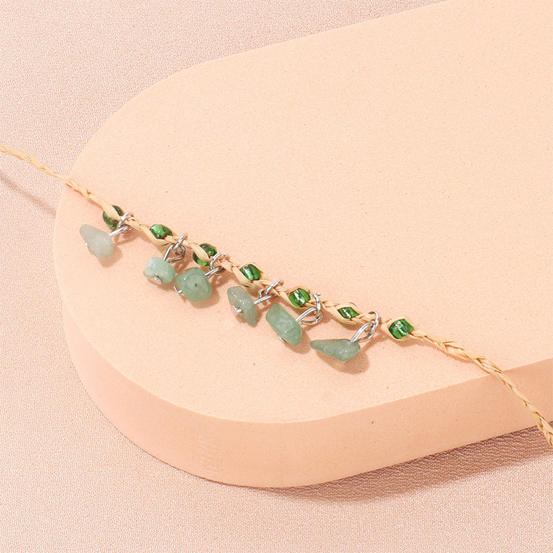 Ethnic Style Geometric Straw Knitting natural stone Bracelets