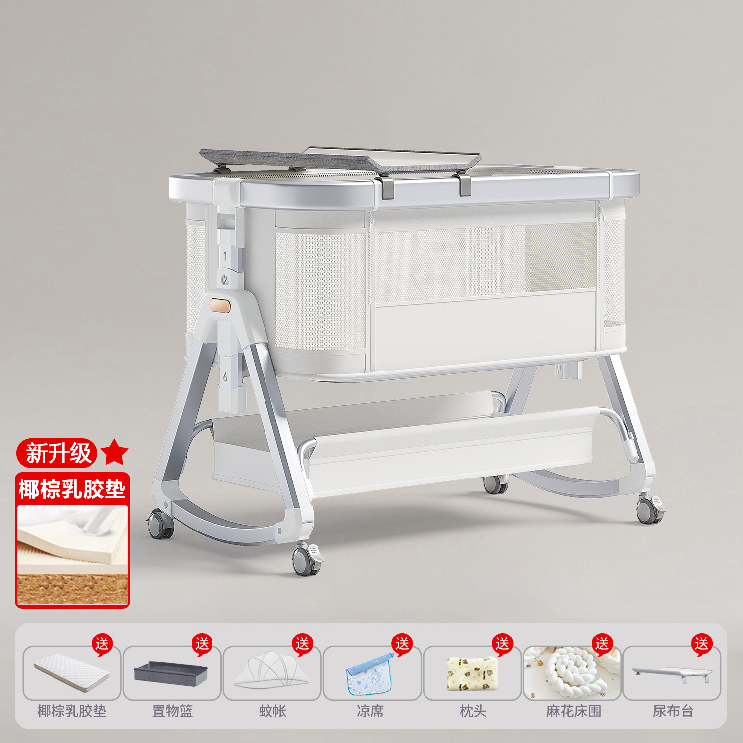 Cama de aleación de aluminio móvil portátil cuna cama plegable multifuncional bb cama recién nacida cama de empalme
