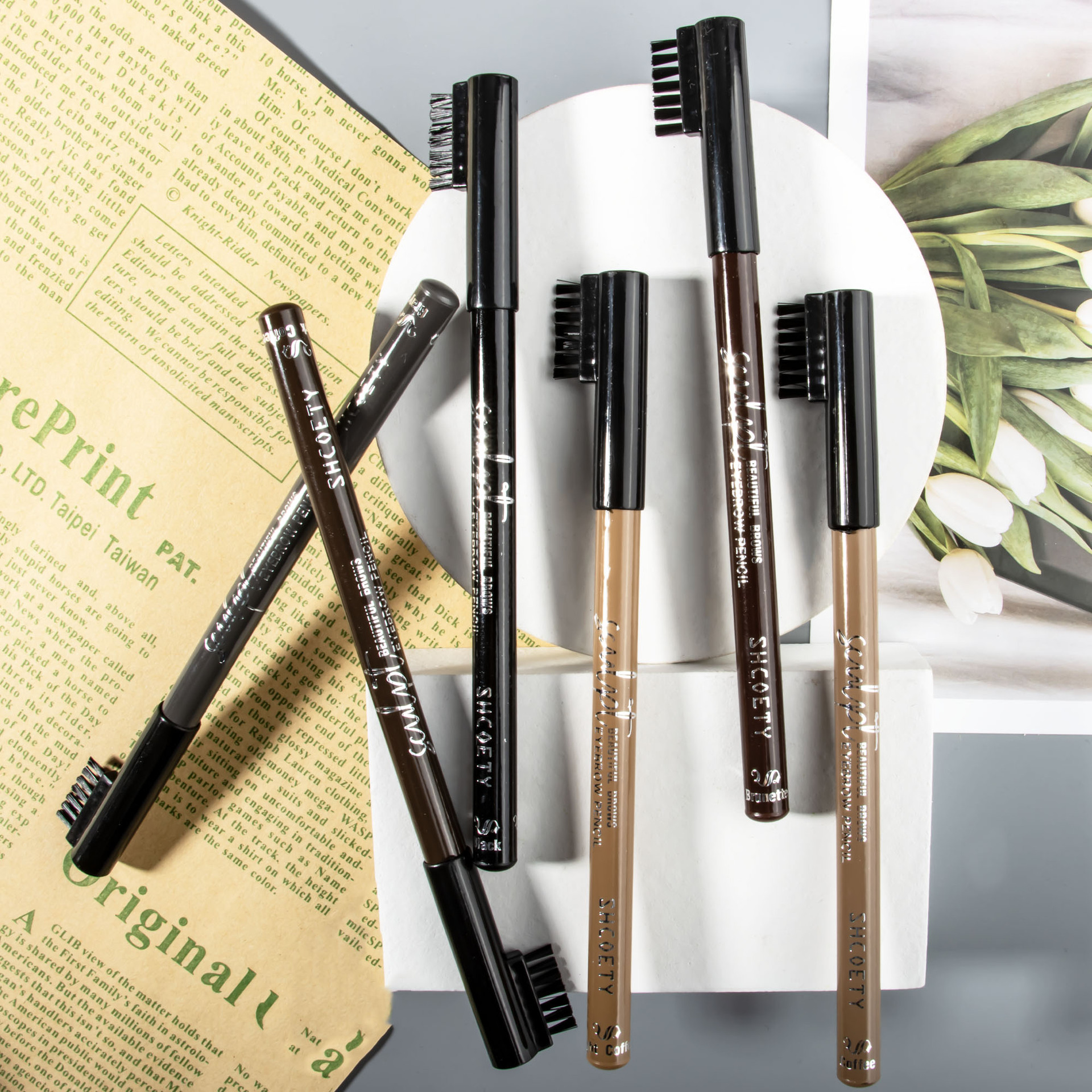 SHCOETY eyebrow brush, a wooden eyebrow brush, is waterproof, does not smudge or fade. It is a natural multi-color makeup pen that crosses borders undefined