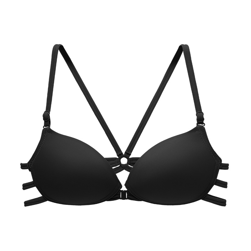 Verano ropa interior sin anillo de acero frente sujetador de botón sexy cinturón de hombro cruzado sin marca sujetador fábrica en stock