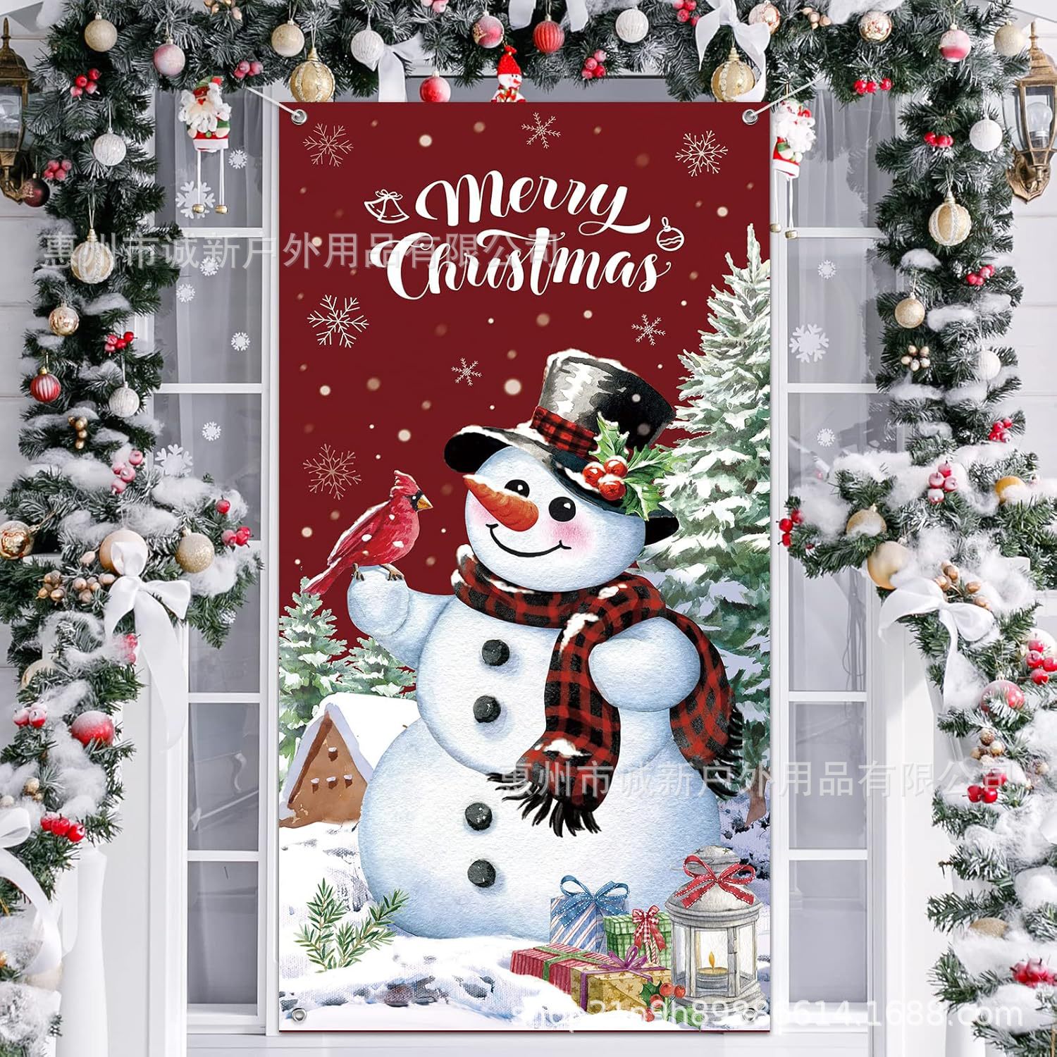 Amazon crossover nueva cubierta de puerta de Navidad cubierta de puerta de Santa Claus fiesta festiva ambiente tela de fondo al por mayor