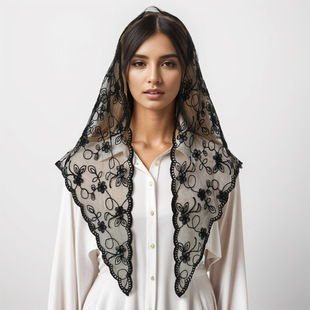 Women's Hijab Wrap Lace Scarf Women's Fashion Wedding Dress Hijab Women's Spring and Summer Photography Props Accessories 2024