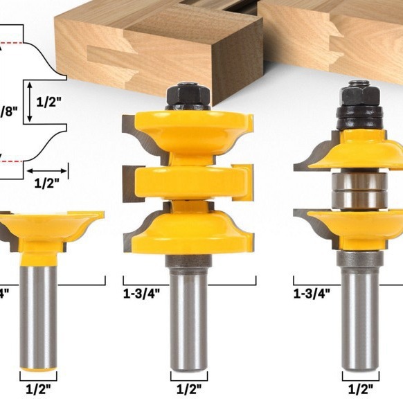 1/2柄3件套木工铣刀一次成型实木大门刀门框榫合刀S线条榫合铣刀