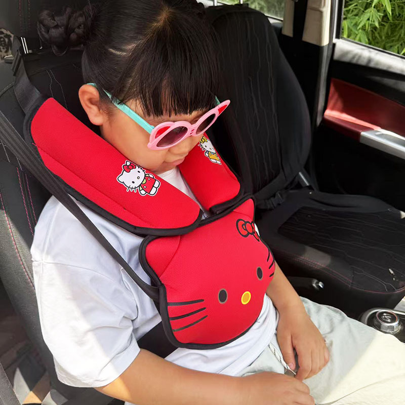 Cat Head Auxiliary Safety Belt Limiter Holder, Car Kids Safety Belt Adjustment Anti-Stranglehold Shoulder Protector
