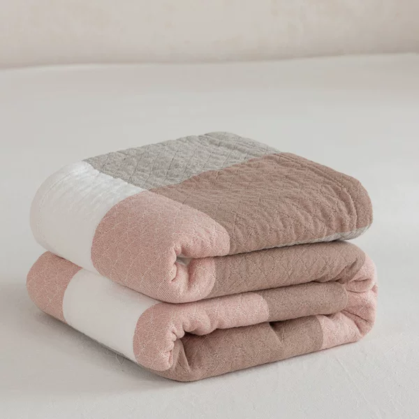 Japanese Style Simple Large Plaid Towel Quilt Three Layer Washed Cotton Adult Blanket Thin Children Baby Blanket Wholesale