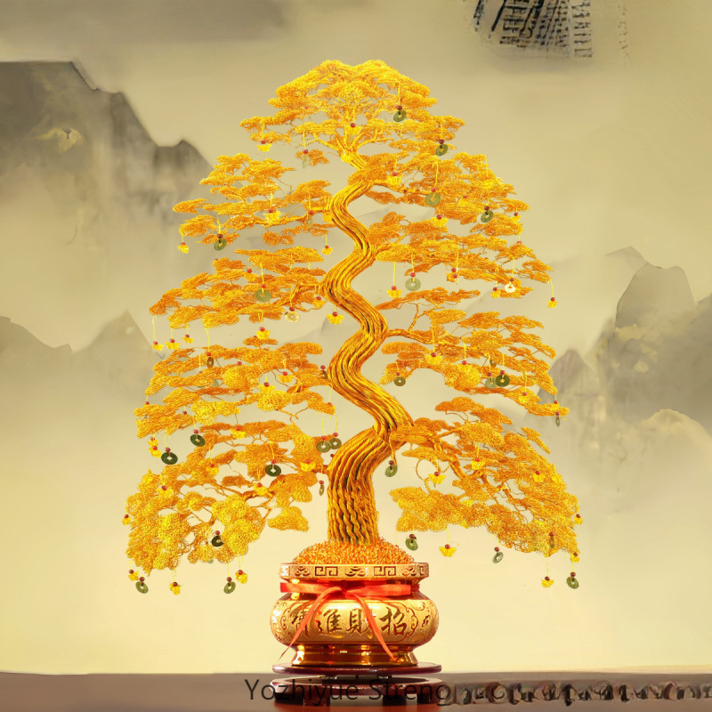 Hand-Woven Money Tree Aluminum Wire Handicrafts Finished Products Handmade Money Tree Shop