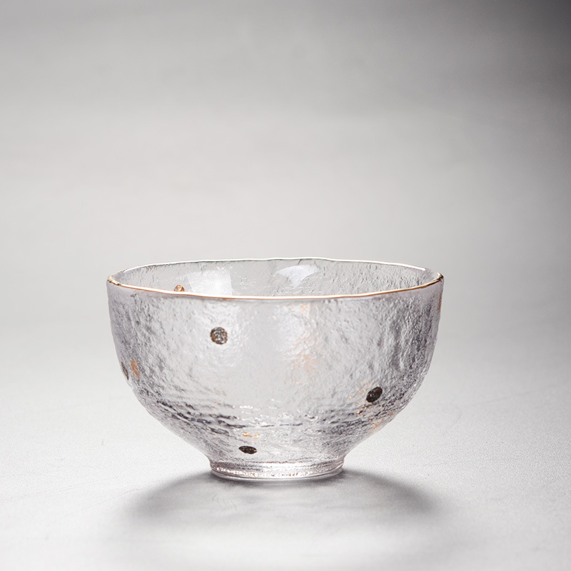 Taza de té de cristal del corazón del Zen exportada a Japón que dibuja el patrón del ojo del martillo del oro taza del maestro taza de té hecha a mano juego de té del Kung Fu