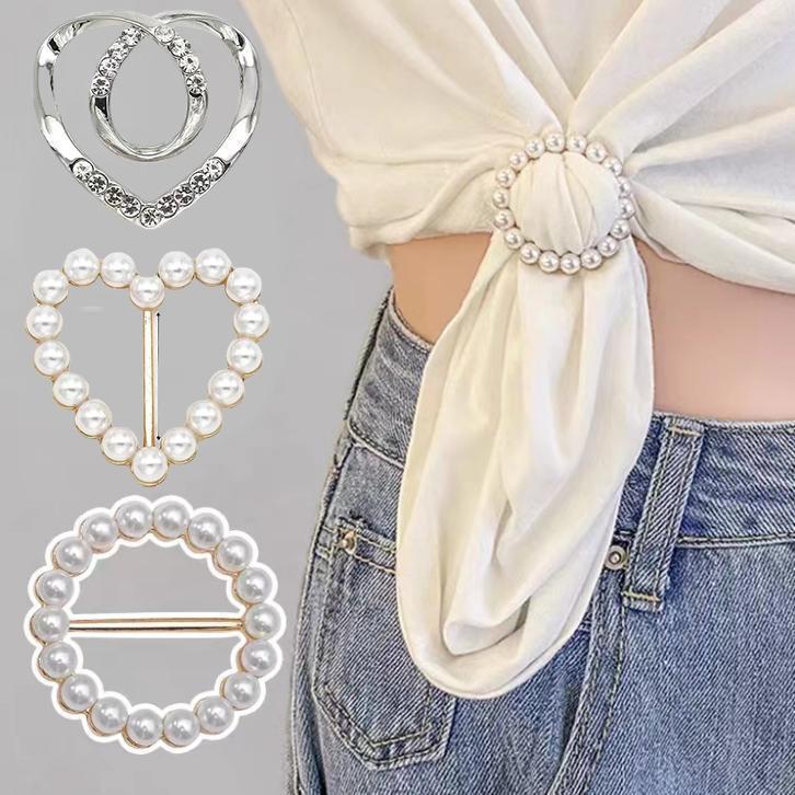 Fashion Corner Buckle Artifact Ring Silk Towel Buckle Hem Tightening Knot T-shirt Buckle Tight Waist Fixed Shirt Clothes Accessories