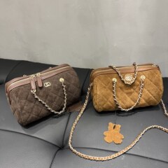 牛皮保龄球手提包包2025新款链条单肩包斜挎包枕头包女包一件代发