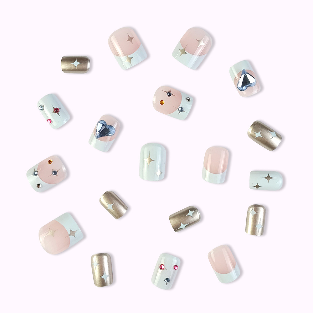 Ventas transfronterizas calientes de diamante azul de hielo brillante uñas parches de uñas de gemas lujosas y elegantes para usar uñas
