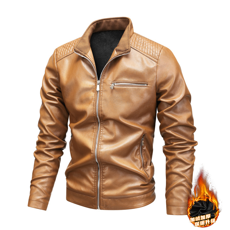 Chaqueta de cuero para hombre chaqueta de cuero otoño y invierno con vello estilo coreano de moda casual chaqueta de trabajo chaqueta de locomotiva con capuz