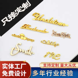 厂家直销锌合金批发纯英文字母logo标牌 压铸合金箱包金属插脚标