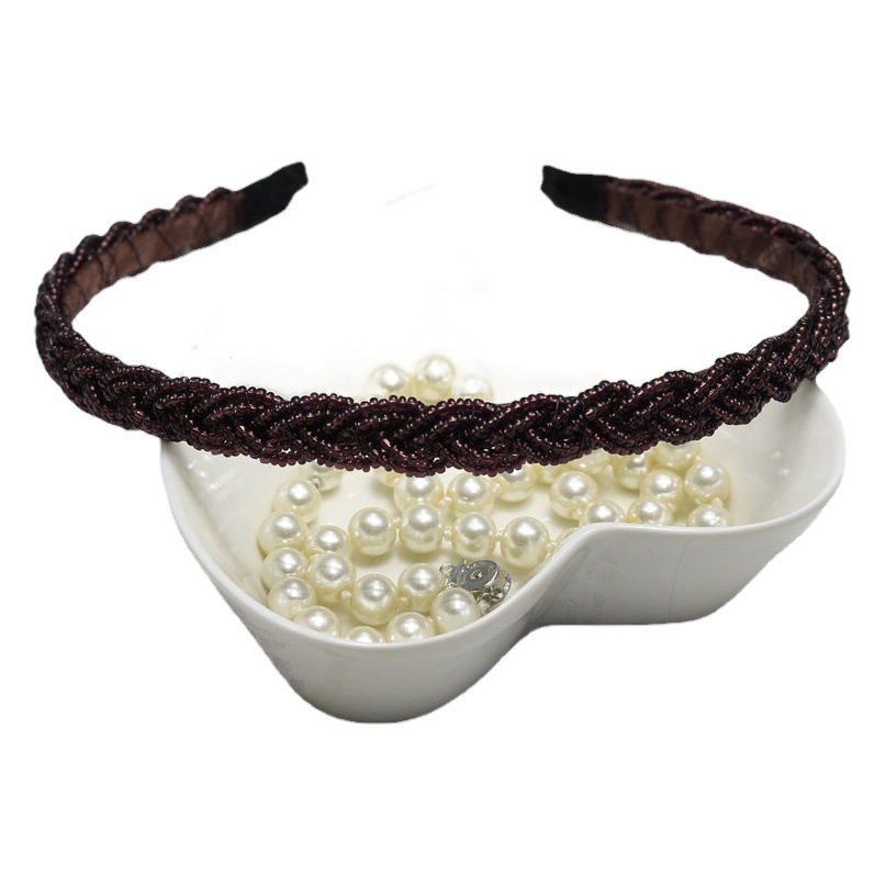 Estilo coreano con cuentas giro tejido diadema fina perla amplia diadema moda nuevo exquisito accesorios para el cabello tocado lote