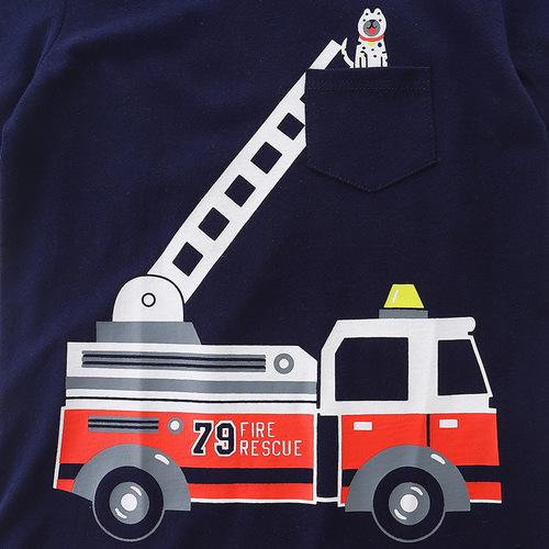 European and American style boys' short sleeve knit cotton summer small and medium children versatile T-shirt cartoon round neck baby base shirt